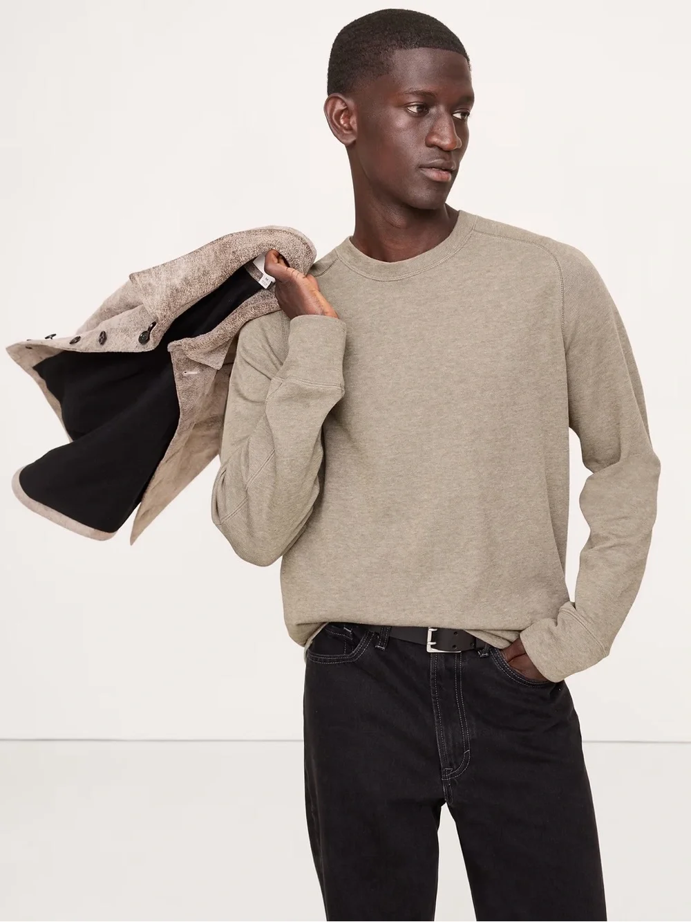 Banana Republic Slub Double-Knit Crewneck Long Sleeve Tee